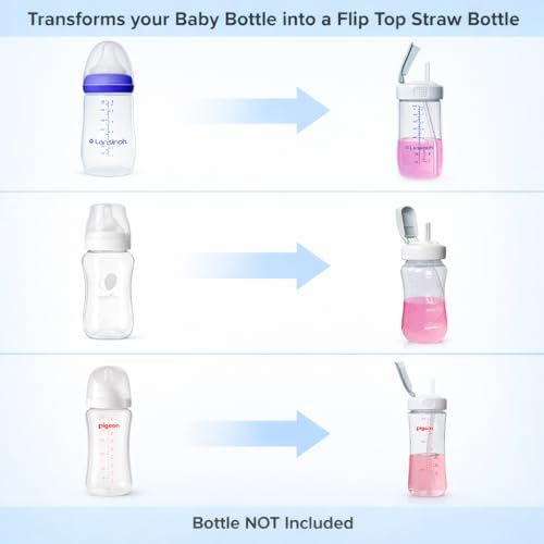Flip Top Straw Lids for Lansinoh, Pigeon, Evenflow Wide Neck Baby Bottles