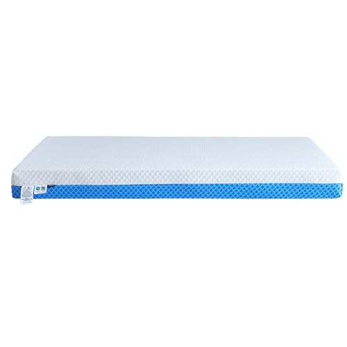 ASANEST Dual Sided Comfort Gel Memory Foam Breathable Baby Bed Mattress for Crib, Premium for Infant and Toddler with Removable Outer Cover, White & Blue, Standard Size 52 x 28 x 5 Inches