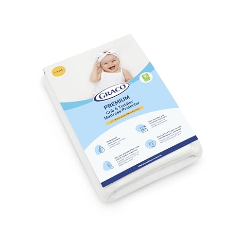 Graco Premium Waterproof Crib and Toddler Mattress Protector (1 Pack) – GREENGUARD Gold Certified, Machine-Washable & Dryer-Friendly, Waterproof Sleep Surface, Fits Baby Crib & Toddler Bed Mattress