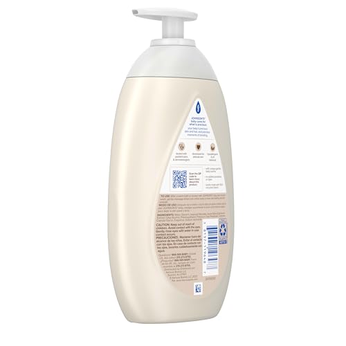 Johnson's Skin Nourishing Baby Lotion, Vanilla & Oat Scents, Hypoallergenic Baby Body Lotion for 72 Hour Hydration Until Baby's Next Bath Moisturizes & Protects from Dryness, 16.9 fl. oz
