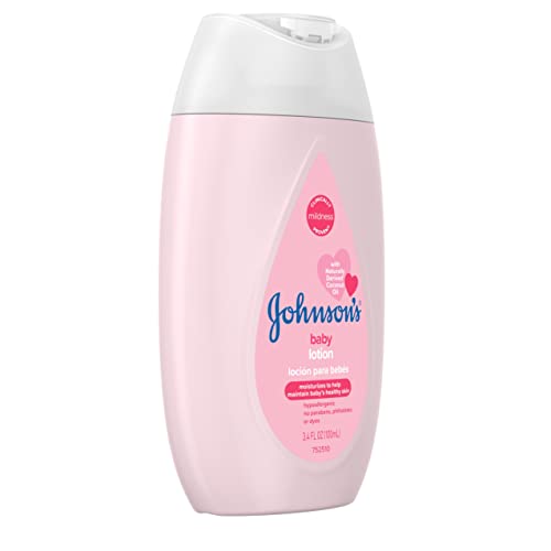 Johnson's Baby Lotion with Coconut Oil,Aloe Vera & Vitamin B5,72 HR Hydration,Skin Moisturizer,Hypoallergenic,Newborn Safe,Protects From Dryness&Strengthens Skin,Baby Essentials, 3.4 fl.oz (Pack of 3)
