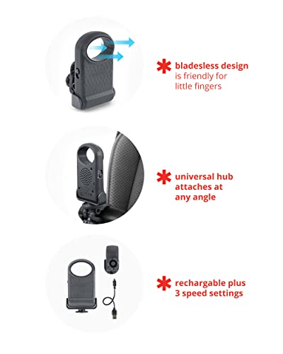 Skip Hop Portable Bladeless Stroller Fan, Adjustable 3 Speeds, Stroll & Connect, Grey