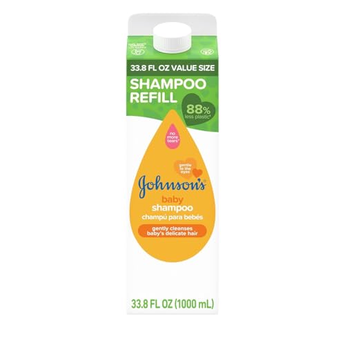 Johnson's Baby Head-To-Toe Body Wash and Shampoo Refill Duo, Tear-Free & Hypoallergenic Baby Body Wash & Shampoo for Newborn’s Sensitive Skin & Hair, Value Size Refill Bottles, 33.8 fl. oz