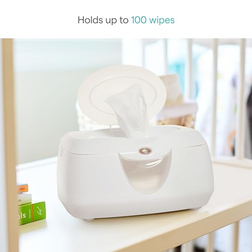 Munchkin Warm Glow Baby Wipe Warmer with Nightlight, Baby Wipes Warmer Dispenser for Newborn Diaper Changes, Holds 100 Wipes, White
