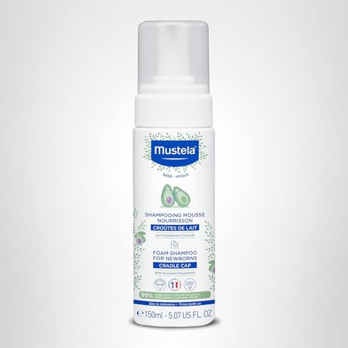 Mustela Foam Shampoo for Newborns - Baby Shampoo for Cradle Cap with Naturally Derived Avocado Oil Polyphenols - Fragrance-Free - 5.07 fl. oz