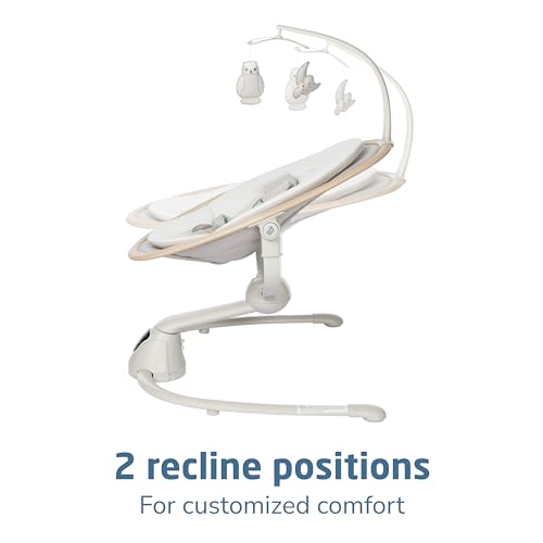 Maxi-Cosi Cassia Smart Baby Swing for Infants, Portable, Foldable Infant Swing with Music, 360 Rotation, 5 Speeds, 12 Melodies, EcoCare Fabric, Auto Motion Sensor, 2 Reclines, Classic Oat