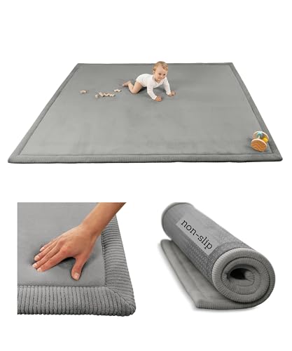 Hakuna Matte CloudSoft Baby Play Mat 60"x80" - Non-Slip Foam Rug, Dark Gray