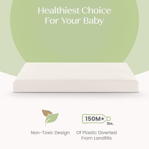 Delta Children CleanEarth Certified Organic Crib and Toddler Mattress – GOTS Certified, Non-Toxic Breathable Baby Mattress - Regulates Temperature, 10-Year Warranty