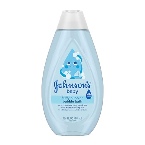 Johnson's Baby Fluffy Bubbles Bubble Bath, No More Tears, Gently Cleanses Delicate Skin Without Feeling Dry, Hypoallergenic, No Added Parabens, Sulfates & Dyes, 13.6 fl. oz