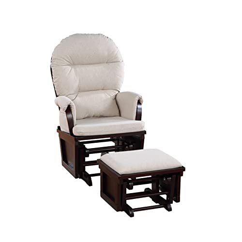 Suite Bebe Madison Nursery Rocking Chair with Ottoman, Wooden Glider for Baby Nursing, Smooth Gliding Rocker, Espresso and Latte