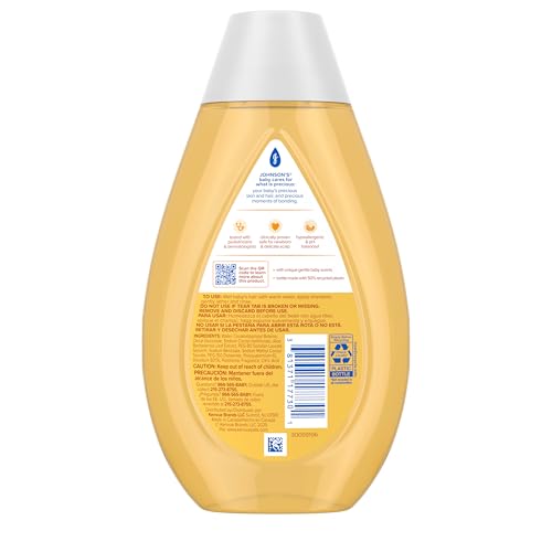 Johnson's Baby Shampoo with Aloe Vera & Vitamin B5, Tear Free, Newborn Essentials, No added Parabens & Sulfates, Hypoallergenic, Baby Essentials, 13.6 fl. oz