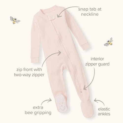 Burt's Bees Baby Girls Organic Cotton, Snug Fit Footed Sleeper Pajamas