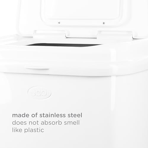 Ubbi Adult Diaper Pail, 13-Gallon Stainless Steel Incontinence Disposal Bin, Odor Locking Trash Can for Adult Diapers, Elderly Care & Caregivers, No Special Bags Required, White