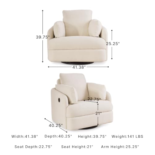 Signature Design by Ashley Modmax Swivel Glider Nursery Recliner, Stain-Resistant Next-Gen Nuvella Performance Fabric Rocking Chair for Living Room, Oyster Beige, 42" W