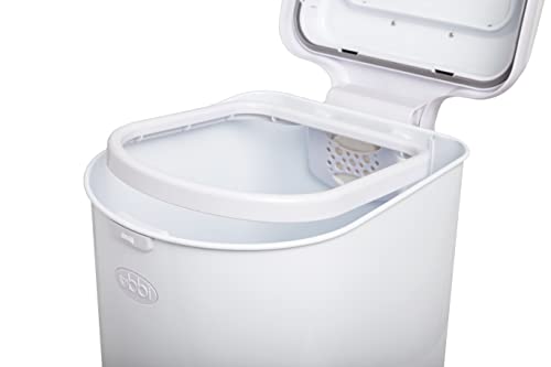 Ubbi Pet Waste Pail, Odor-Locking Cat Litter Disposal System, Stainless Steel Pet Waste Can with Safety Lock & Scoop, No Special Bags Required, White