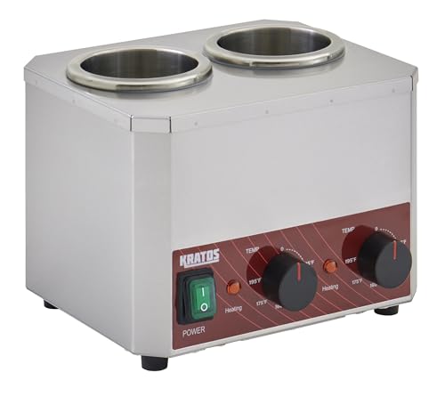 Kratos Commercial Electric Sauce Bottle Warmer | Double 32 oz. Countertop Bottle Warmer | Stainless Steel | 120V, 400W | Warms Hot Fudge, Chocolate, Nacho Cheese | ETL Certified (29M-049)