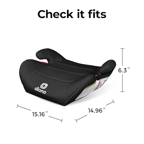 Diono Solana Lite Backless Booster Car Seat, Lightweight & Portable for Travel, Machine Washable Covers, 40-100 lbs, Black Storm