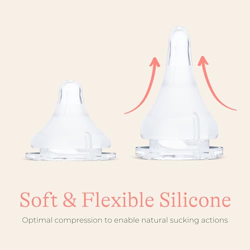 Lansinoh NaturalWave Baby Bottle Nipples, Slow Flow, Size S, 1+ Month, 4 Count 100% Soft, Durable Silicone, Made Without BPA BPS, Anti-Colic, Supports Baby's Developing Mouth and Teeth