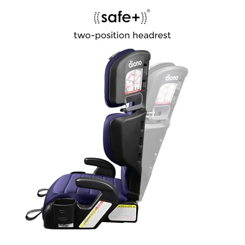 Diono Connect3 RXT 2-in-1 High Back Booster, Slim Fit 3-Across in Many Mid-Sized Sedans and SUVs, for Children from 40-120 lbs., Lightweight with Latch, Purple Wildberry