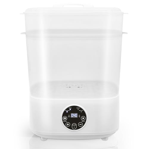 Fisca Baby Bottle Steri-lizer, 5-in-1 Large Capacity Bottle Steri-lizer and Dryer, 2 Layers Compact Electric Steam Steri-lizer for Baby Bottles, Pacifiers, Pump Parts & Baby Essentials-Transparent