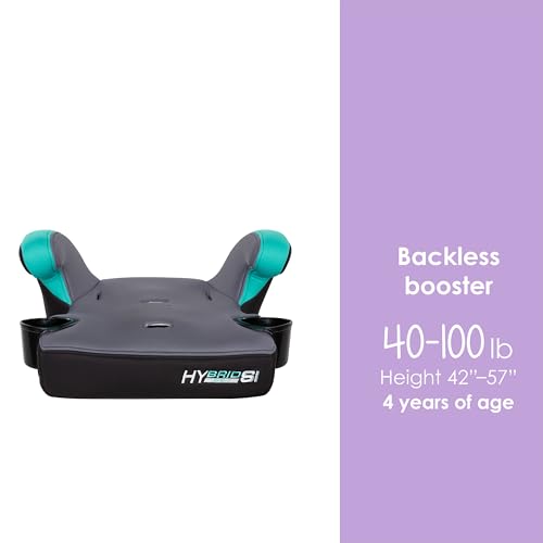 Baby Trend Hybrid SI 3-in-1 Combination Booster Seat, Hoboken Teal – Side-Impact Protection, 3-Stage Growth Design, Adjustable Headrest, Cushioned Comfort