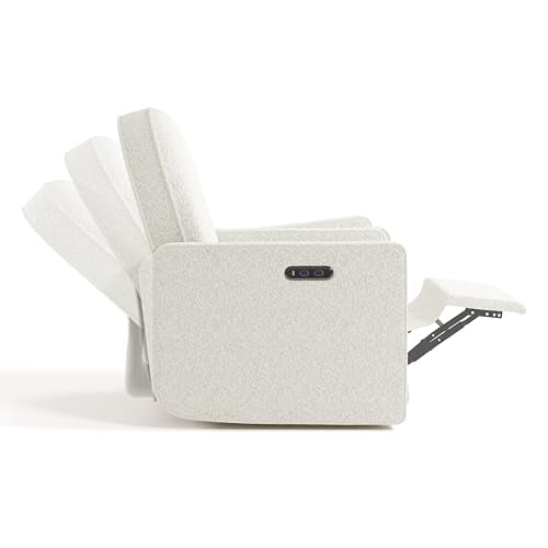 Graco Olivia Premium Nursery Power Recliner Swivel Glider, Smaller Profile for Smaller Rooms, Oeko-TEX 100 Certified, Upholstered Glider, USB Charging Port, Durable Metal Base – (Ivory Boucle)