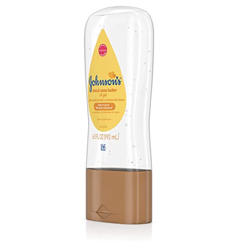 Johnson's Baby Oil Gel, Moisturizing Baby Massage Mineral Oil Enriched with Shea & Cocoa Butter, Dry Skin Relief for Babies, Kids & Adults, Nourishing & Gentle on Delicate Skin, 6.5 fl. oz