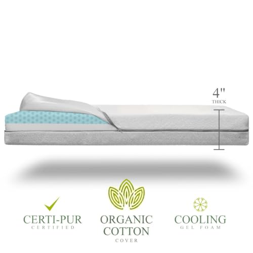 Organic Cotton Covered 2-Sided Crib Mattress | Premium Memory Foam Hypoallergenic Light 2-in-1 Baby Mattress, Firm Support for Infant Soft CertiPUR Foam for Toddler, Waterproof & Washable | 52x27.5x4”