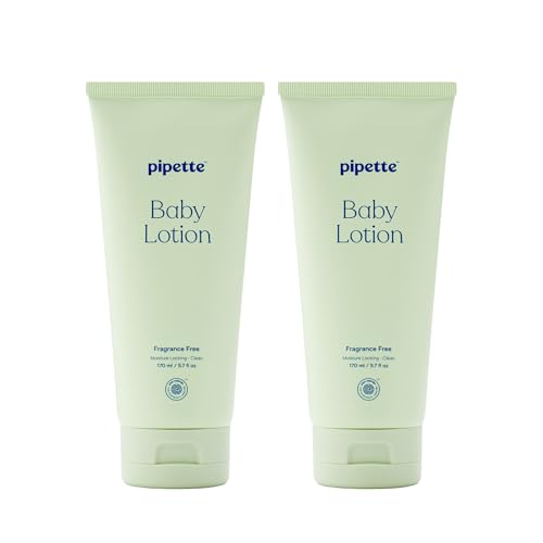 Pipette Baby Lotion, Fragrance Free, 5.7 fl oz (Pack of 2), Unscented Baby Lotion for Newborn, Sensitive Skin, and Kids, Non-Toxic and Hypoallergenic, Made with Ceramides