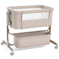 3 in 1 Baby Bassinet, Rocking Bassinet, Bedside Bassinet, 6-Height Adjustable, Bassinet Bedside Sleeper, Bedside Bassient for Baby with Comfy Mattress, Breathable Mesh, Large Storage Basket