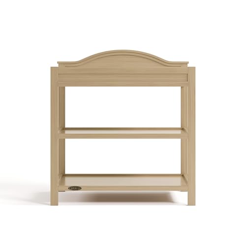 Graco Story Changing Table with Water-Resistant Pad – GREENGUARD Gold Certified Baby Changing Station with Safety Strap, 2 Open Shelves, and a Nursery Must-Have Design (Driftwood)