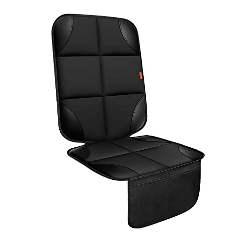 XHYANG Car Seat Protector 1 Pack Car Seat Cushion Mat Thickest Padding,Waterproof 600D Fabric Car Seat Covers for Non-Slip Backing Mesh Pockets for Baby and Pet (Black, 1 Pc)
