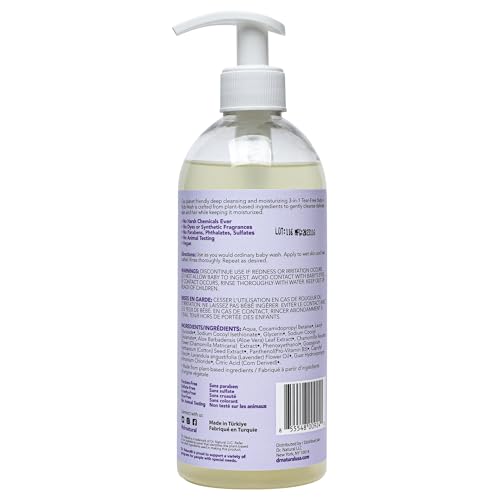 Dr. Natural 3-in-1 Tear-Free Baby Plus Kids Soap - Head-to-Toe Baby Soap and Shampoo - Sensitive Skin Moisturizing Body Wash - Lavender - 16 oz