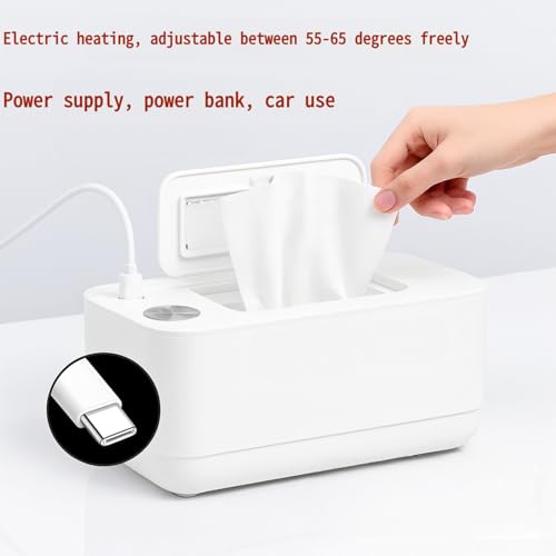 Baby wet wipe heater, Reusable constant temperature wet wipe warmer,Home, Travel wet wipe heater, USB heated wet wipe box (white)