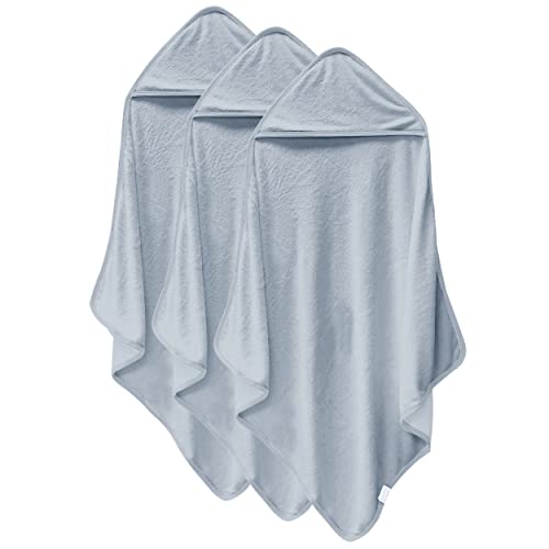Cosy Family 3 Pack Baby Hooded Towels, Rayon Made from Bamboo, Ultra Soft Unisex Bath Towels for Babies,Toddler,Infant - Newborn Essential - Ultra Absorbent Toddler Towels for Baby Boy Girl - Grey