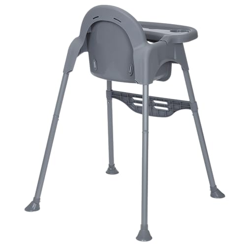 Cosco Kids Canteen High Chair Lightweight Portable Baby Feeding Chair with Adjustable Tray, Easy to Clean, Kitchen or Dining Use, Toddlers Up to 33 lbs, Mono Grey