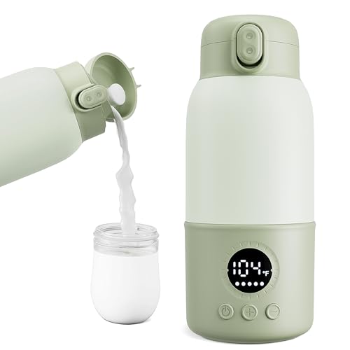 Portable Bottle Warmer for Travel, Fast Heating Baby Bottle Warmer with Keep Warm Function, Portable Milk Warmer for Breast Milk & Formula, 13oz Large Capacity On-the-Go Feeding Solution