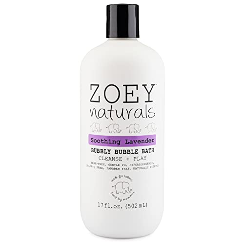 Zoey Naturals - Soothing Lavender Bubble Bath for Kids & Babies, Tear-Free Moisturizing Toddler Soap with Aloe & Avocado Oil for Calm Experience - Made in USA, 17 oz