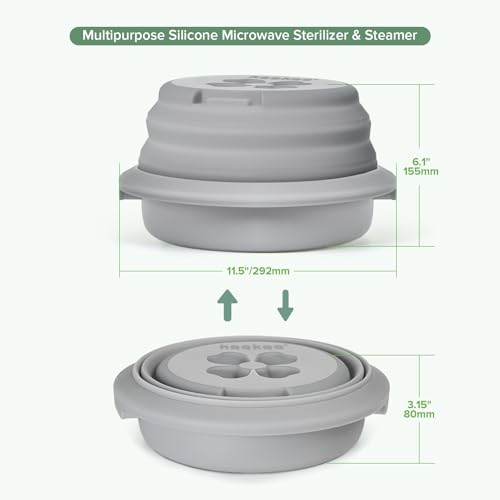 Haakaa Multipurpose Silicone Microwave Bottle Sterilizer&Steamer–Food-Grade Silicone Collapsible Microwave Sterilizer for Baby Bottles,Breast Pump Parts&Pacifiers and Accessories,Great For Home&Travel