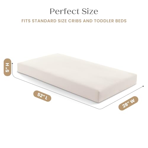 Delta Children CleanEarth Certified Organic Crib and Toddler Mattress – GOTS Certified, Non-Toxic Breathable Baby Mattress - Regulates Temperature, 10-Year Warranty