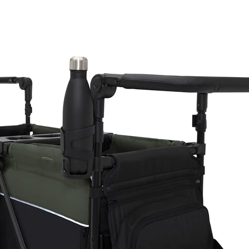 Jeep Aries Stroller Wagon by Delta Children Premium Wagon for 2 Kids with Convertible Seats, Adjustable Push/Pull Handles, Removable Canopy & Flat Fold - Greenguard Gold Certified, Black/Green