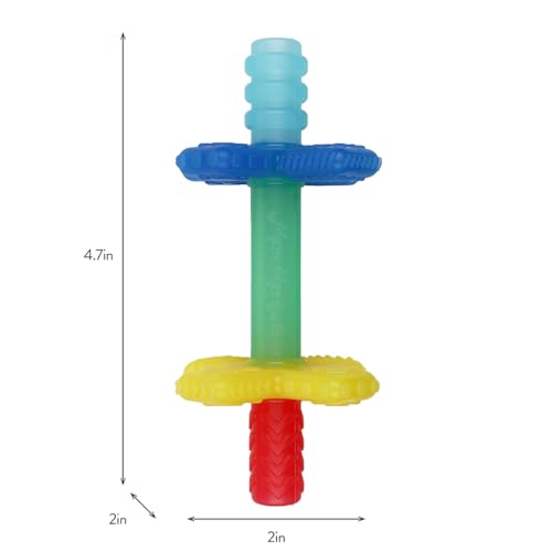 Itzy Ritzy Teensy Tube Teether – Textured Hollow Baby Teething Tube that Reaches Front Teeth & Back Molars, Made of Soft Silicone (Rainbow)