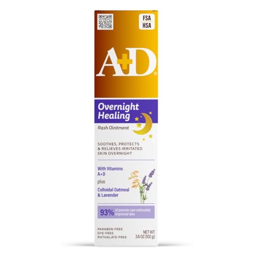 A+D Overnight Healing Diaper Rash Ointment, with Vitamins, Lavender, 3.6 Oz