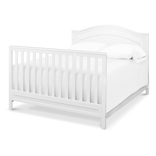 Davinci Charlie 4-in-1 Convertible Crib - GREENGUARD Gold Certified - Converts from Baby Crib to Toddler Bed, Daybed, and Full-Size Bed Effortlessly - 4 Adjustable Heights - Wooden White Baby Bed