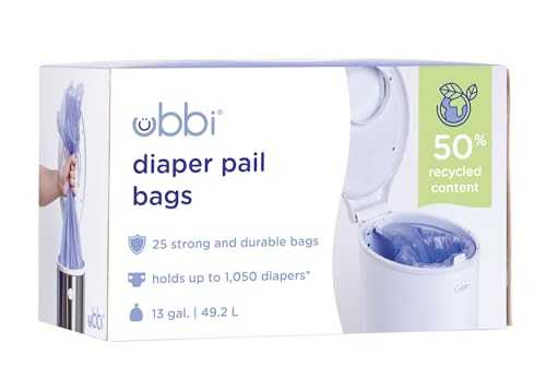 Ubbi Diaper Pail Plastic Bags, 13-Gallon Capacity, Single Pack, 25 Count