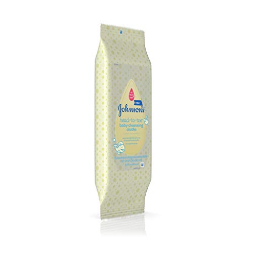 Johnson's Head-to-Toe Gentle Baby Cleansing Cloths, Hypoallergenic, Free of Alcohol, Dyes, and Soap, 15 ct ( Pack of 2)