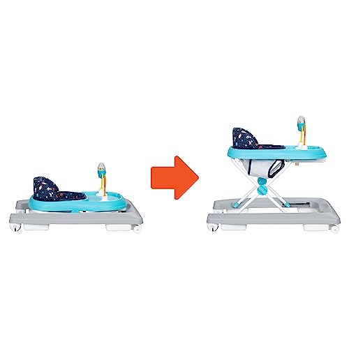 Smart Steps Trend Activity Walker and Entertainer with Removeable Toys, Large Tray, Cup Holder, Adjustable Height and Flat Fold Frame for Storage, Ages 6 Months +, Space Walk Navy