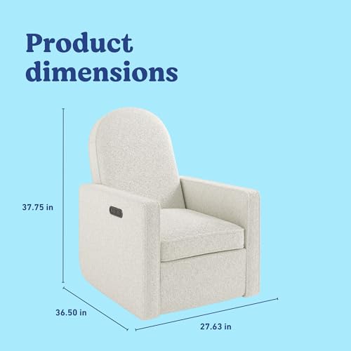 Graco Olivia Premium Nursery Power Recliner Swivel Glider, Smaller Profile for Smaller Rooms, Oeko-TEX 100 Certified, Upholstered Glider, USB Charging Port, Durable Metal Base – (Ivory Boucle)