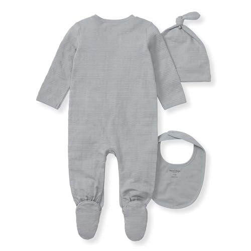 Burt's Bees Baby Unisex Infant Jumpsuit Set, 100% Organic Cotton 3-Piece Gift Outfit Coverall with Matching Hat and Bib