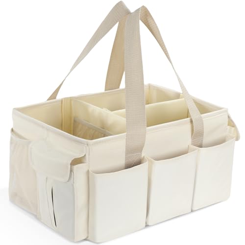 YOHOOLYO Baby Diaper Caddy Organizer, Large Portable Storage Basket for Newborn Essentials, Nursery Must-Have for Boys and Girls, Gift for Baby Shower and Registry Must-Have, Car and Travel Caddy